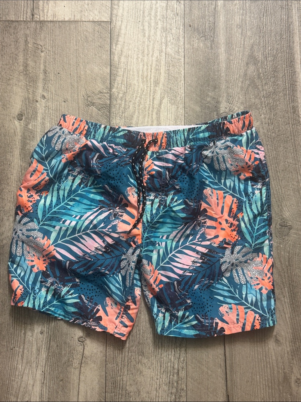 Men's Tropical Print Hybrid Shorts in Teal & Coral